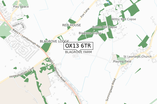 OX13 6TR map - small scale - OS Open Zoomstack (Ordnance Survey)