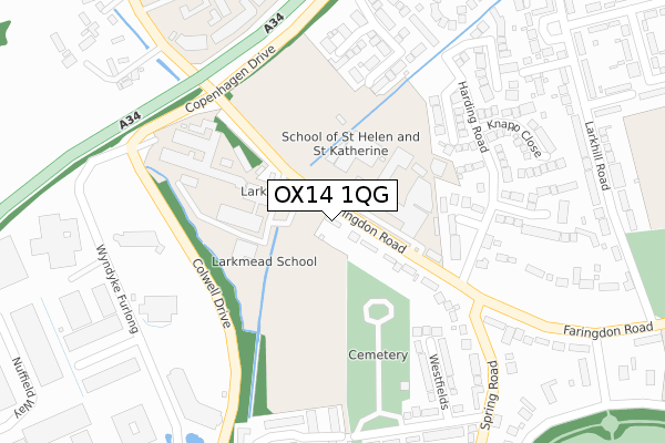 OX14 1QG map - large scale - OS Open Zoomstack (Ordnance Survey)