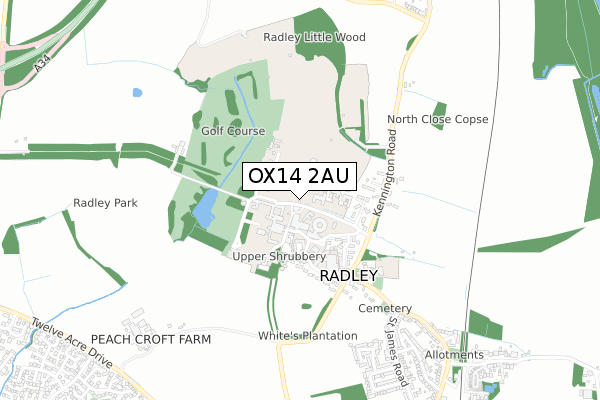 OX14 2AU map - small scale - OS Open Zoomstack (Ordnance Survey)