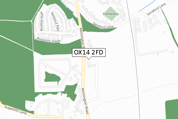 OX14 2FD map - large scale - OS Open Zoomstack (Ordnance Survey)