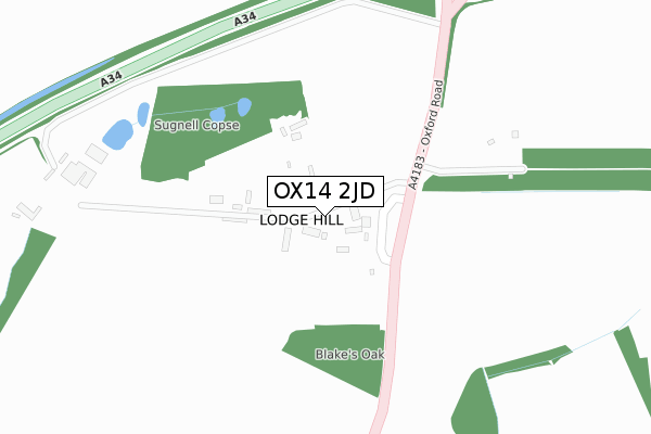 OX14 2JD map - large scale - OS Open Zoomstack (Ordnance Survey)