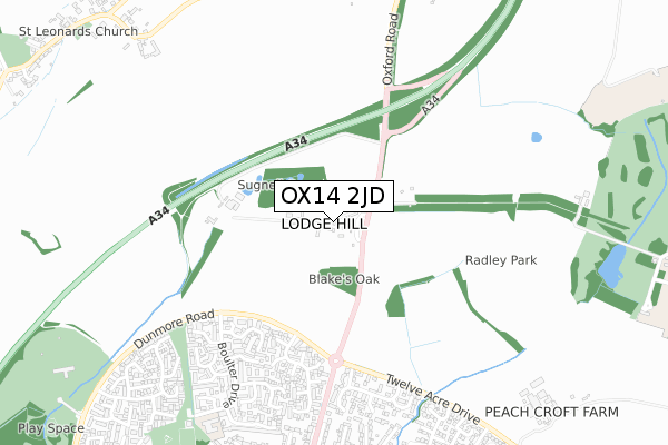 OX14 2JD map - small scale - OS Open Zoomstack (Ordnance Survey)