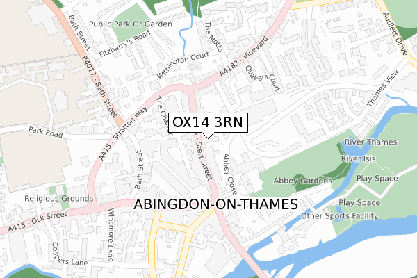 OX14 3RN map - large scale - OS Open Zoomstack (Ordnance Survey)