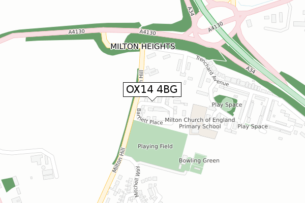 OX14 4BG map - large scale - OS Open Zoomstack (Ordnance Survey)