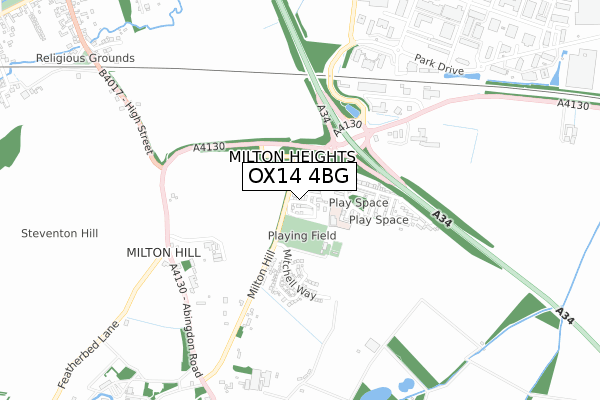 OX14 4BG map - small scale - OS Open Zoomstack (Ordnance Survey)