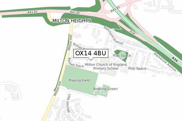 OX14 4BU map - large scale - OS Open Zoomstack (Ordnance Survey)