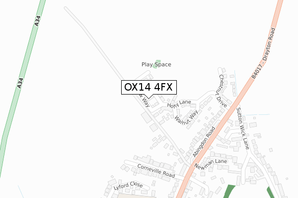 OX14 4FX map - large scale - OS Open Zoomstack (Ordnance Survey)