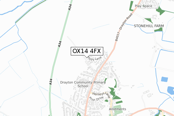 OX14 4FX map - small scale - OS Open Zoomstack (Ordnance Survey)