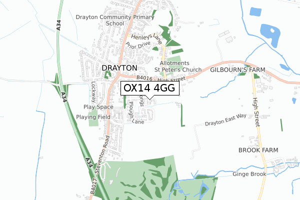 OX14 4GG map - small scale - OS Open Zoomstack (Ordnance Survey)