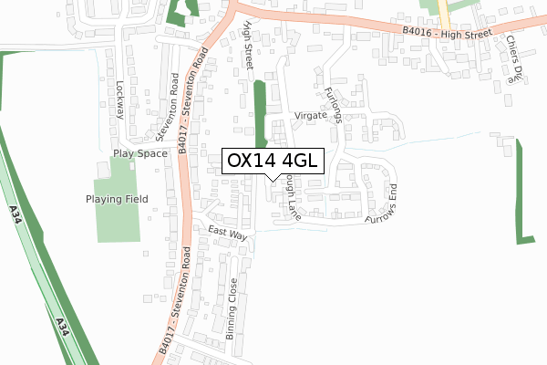 OX14 4GL map - large scale - OS Open Zoomstack (Ordnance Survey)