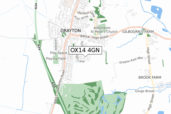 OX14 4GN map - small scale - OS Open Zoomstack (Ordnance Survey)