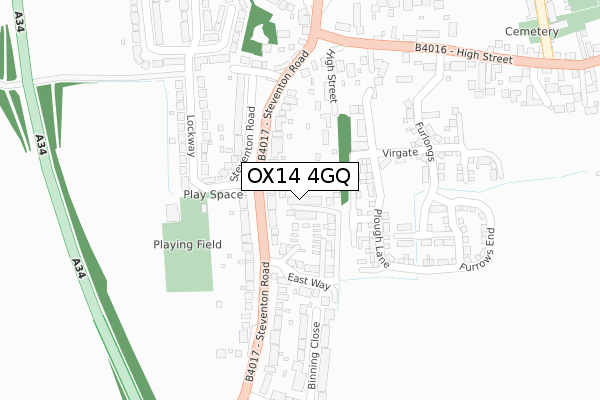 OX14 4GQ map - large scale - OS Open Zoomstack (Ordnance Survey)