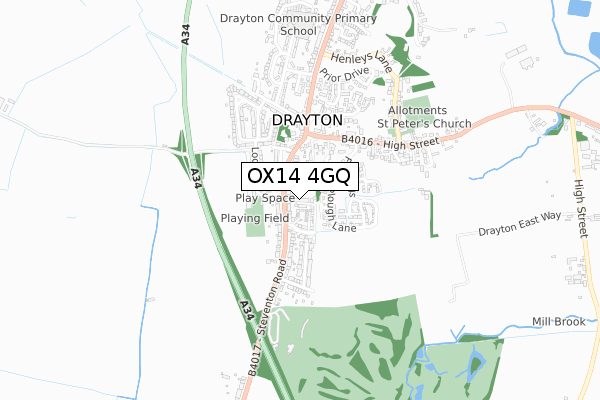 OX14 4GQ map - small scale - OS Open Zoomstack (Ordnance Survey)