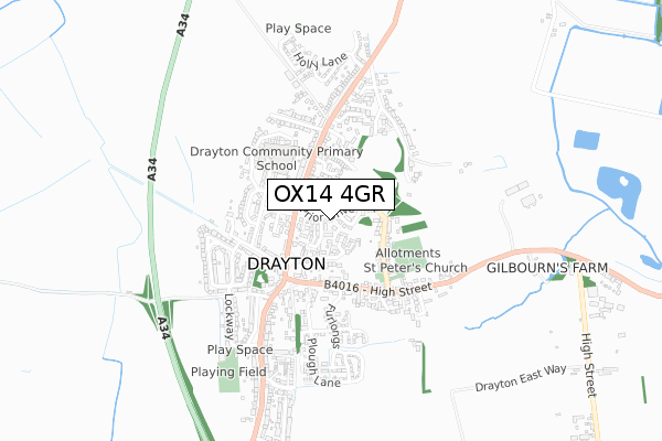 OX14 4GR map - small scale - OS Open Zoomstack (Ordnance Survey)