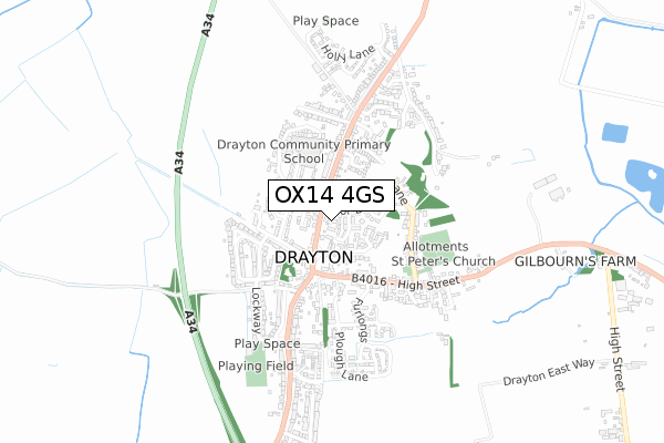 OX14 4GS map - small scale - OS Open Zoomstack (Ordnance Survey)