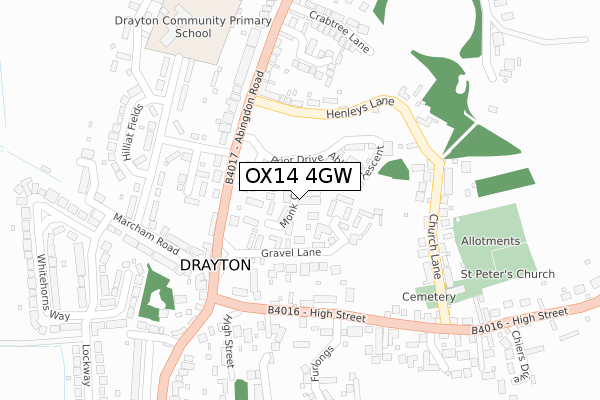 OX14 4GW map - large scale - OS Open Zoomstack (Ordnance Survey)