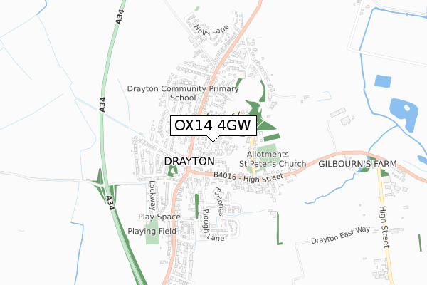 OX14 4GW map - small scale - OS Open Zoomstack (Ordnance Survey)