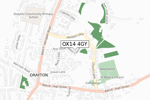 OX14 4GY map - large scale - OS Open Zoomstack (Ordnance Survey)
