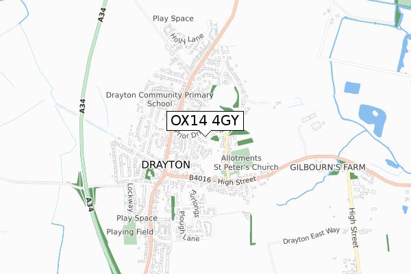 OX14 4GY map - small scale - OS Open Zoomstack (Ordnance Survey)