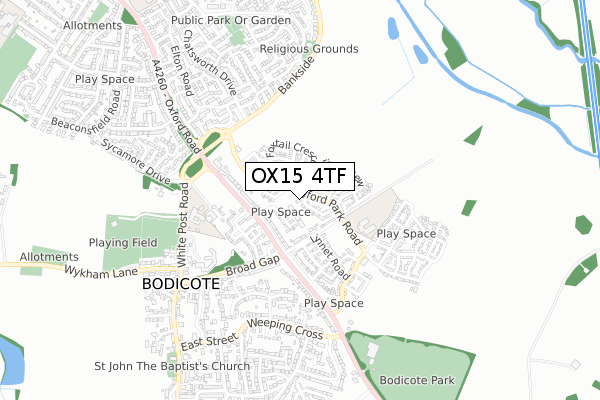 OX15 4TF map - small scale - OS Open Zoomstack (Ordnance Survey)