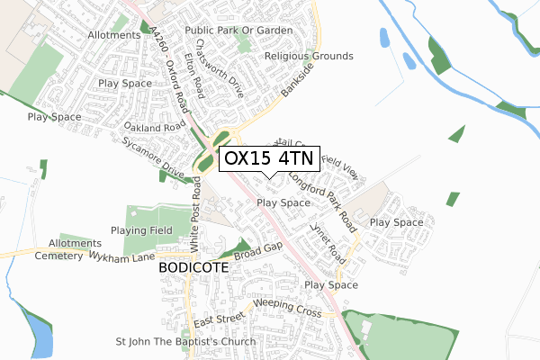 OX15 4TN map - small scale - OS Open Zoomstack (Ordnance Survey)