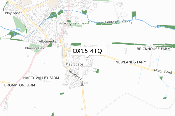 OX15 4TQ map - small scale - OS Open Zoomstack (Ordnance Survey)