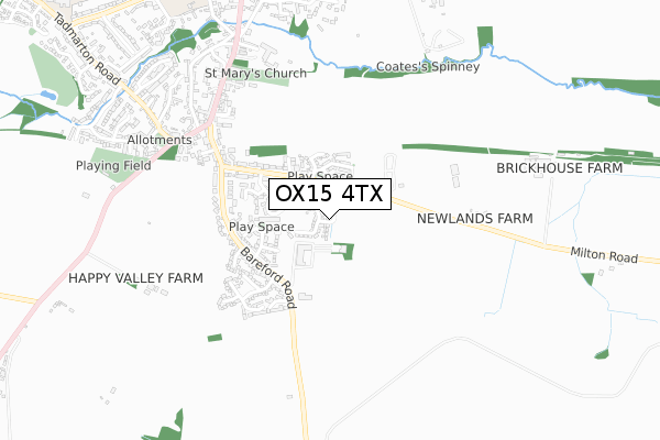 OX15 4TX map - small scale - OS Open Zoomstack (Ordnance Survey)