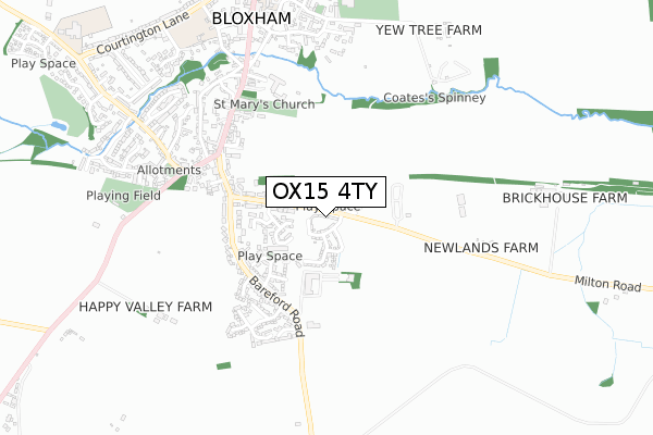 OX15 4TY map - small scale - OS Open Zoomstack (Ordnance Survey)