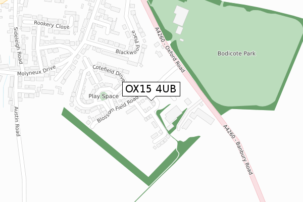 OX15 4UB map - large scale - OS Open Zoomstack (Ordnance Survey)