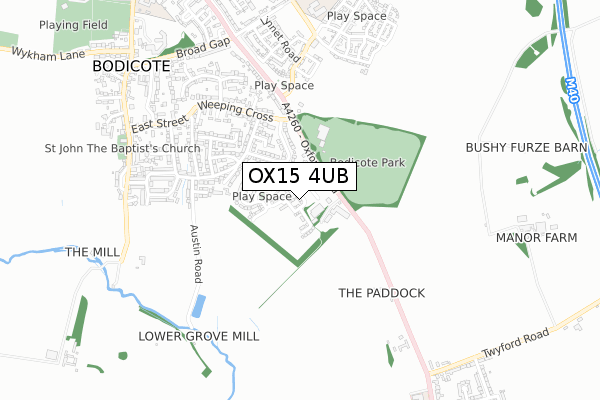 OX15 4UB map - small scale - OS Open Zoomstack (Ordnance Survey)