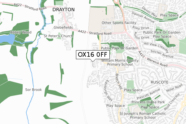 OX16 0FF map - small scale - OS Open Zoomstack (Ordnance Survey)