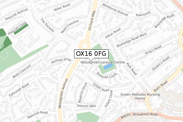 OX16 0FG map - large scale - OS Open Zoomstack (Ordnance Survey)