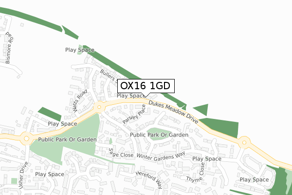 OX16 1GD map - large scale - OS Open Zoomstack (Ordnance Survey)