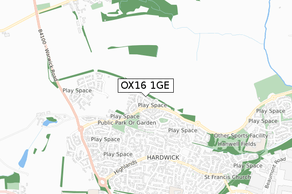 OX16 1GE map - small scale - OS Open Zoomstack (Ordnance Survey)