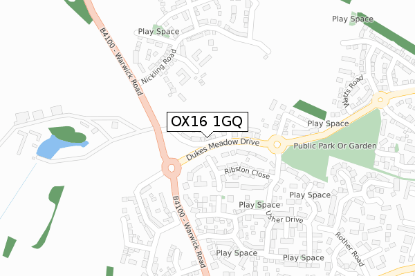 OX16 1GQ map - large scale - OS Open Zoomstack (Ordnance Survey)