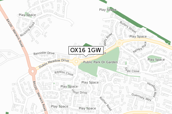 OX16 1GW map - large scale - OS Open Zoomstack (Ordnance Survey)