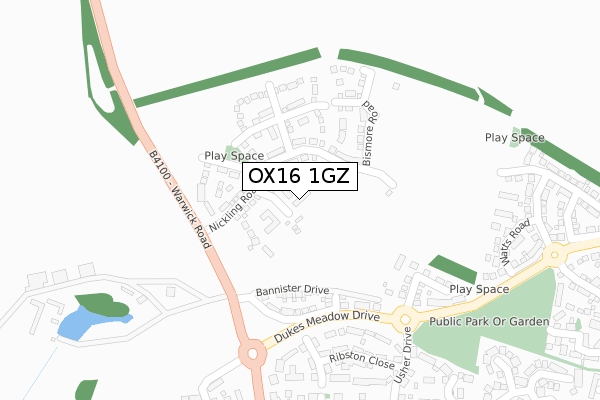 OX16 1GZ map - large scale - OS Open Zoomstack (Ordnance Survey)