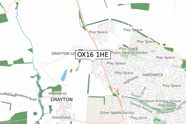 OX16 1HE map - small scale - OS Open Zoomstack (Ordnance Survey)