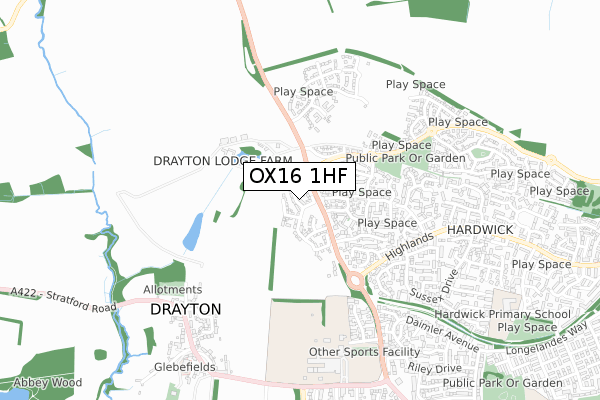 OX16 1HF map - small scale - OS Open Zoomstack (Ordnance Survey)