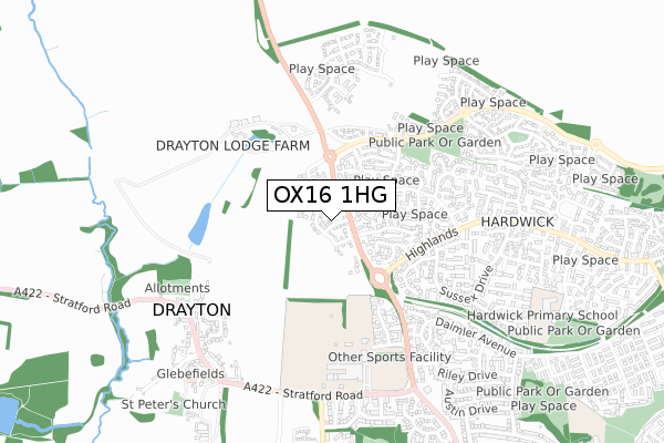 OX16 1HG map - small scale - OS Open Zoomstack (Ordnance Survey)