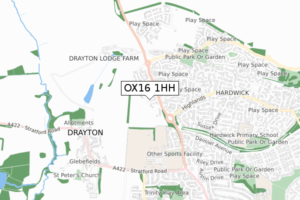 OX16 1HH map - small scale - OS Open Zoomstack (Ordnance Survey)