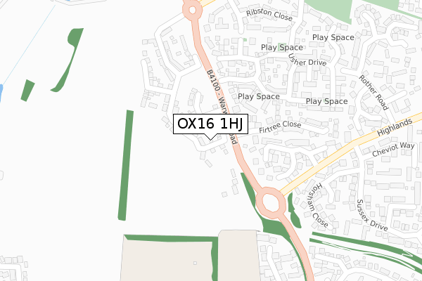 OX16 1HJ map - large scale - OS Open Zoomstack (Ordnance Survey)