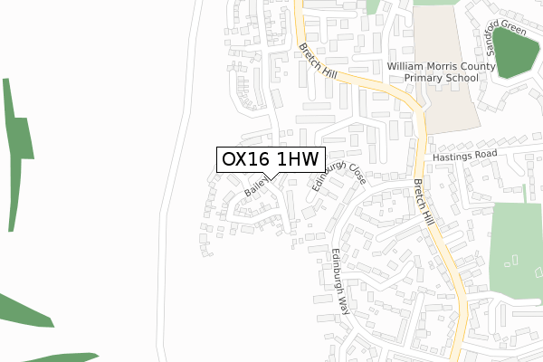 OX16 1HW map - large scale - OS Open Zoomstack (Ordnance Survey)