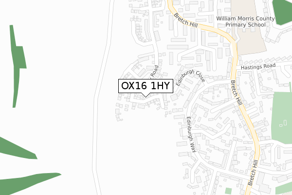 OX16 1HY map - large scale - OS Open Zoomstack (Ordnance Survey)