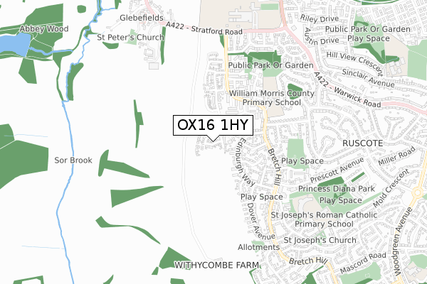 OX16 1HY map - small scale - OS Open Zoomstack (Ordnance Survey)