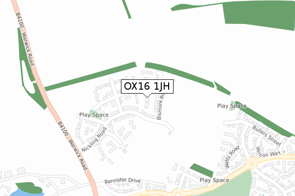 OX16 1JH map - large scale - OS Open Zoomstack (Ordnance Survey)