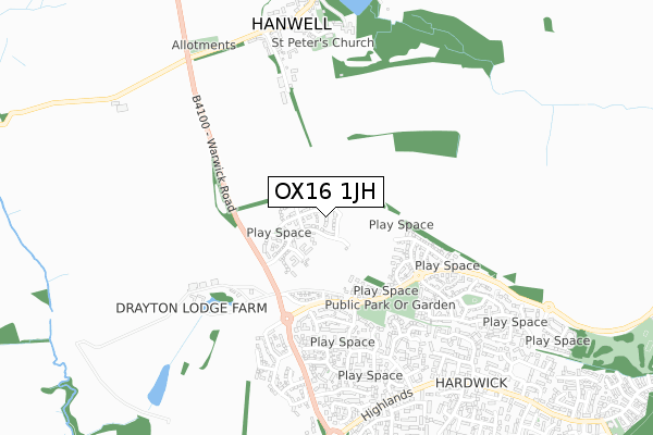 OX16 1JH map - small scale - OS Open Zoomstack (Ordnance Survey)