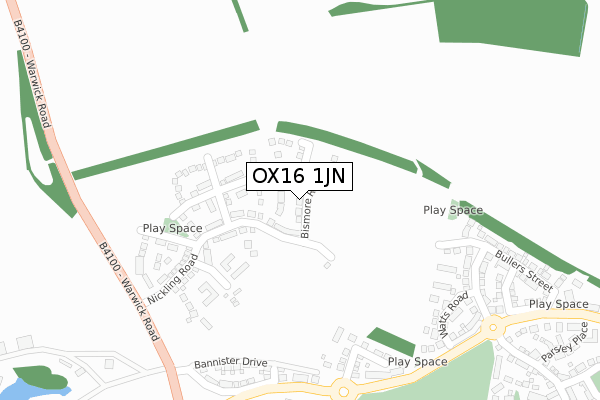 OX16 1JN map - large scale - OS Open Zoomstack (Ordnance Survey)