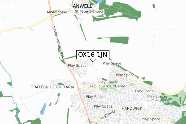 OX16 1JN map - small scale - OS Open Zoomstack (Ordnance Survey)