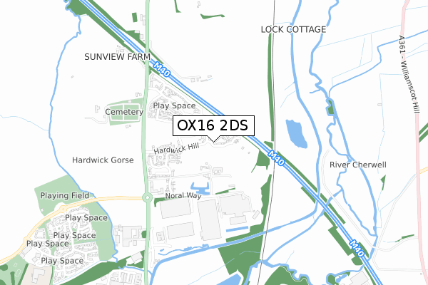 OX16 2DS map - small scale - OS Open Zoomstack (Ordnance Survey)